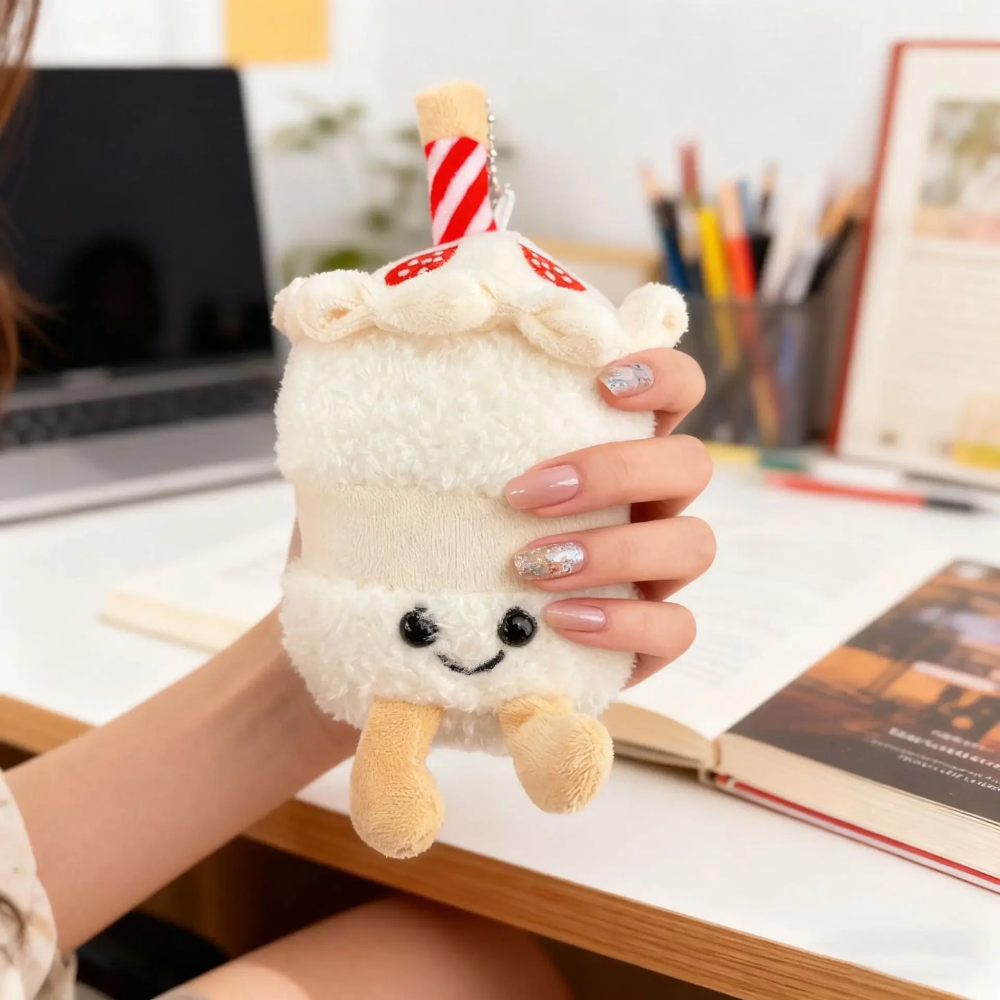 Cartoon Cute Fruit and Vegetable Plush Series Keychain Toy Peach Pear Cherry Doll Smiling Face Fruit Decoration Pet Gift