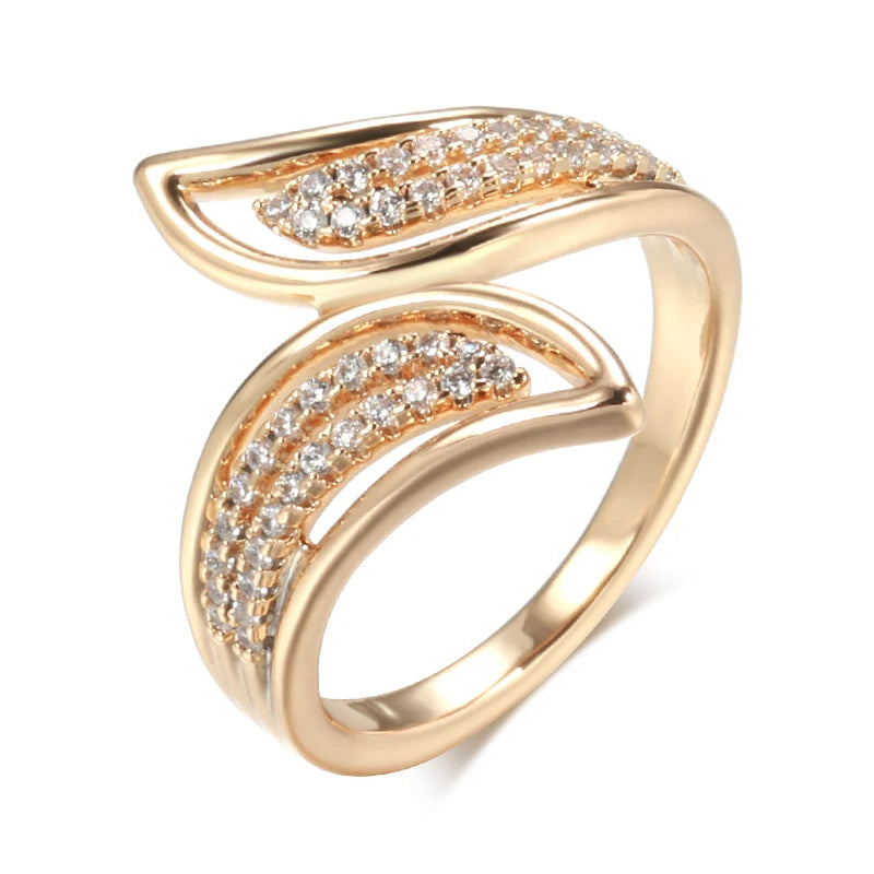 JULYDREAM Personality Cross Design Double Zircon Rings 585 Gold Color Wedding Party Luxury Women Jewelry Gothic Accessories