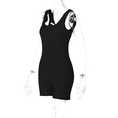 Dulzura Women Sleeveless Bodycon Streetwear Romper Playsuit Short Jumpsuit 2024 Summer Clothes Wholesale Items For Business