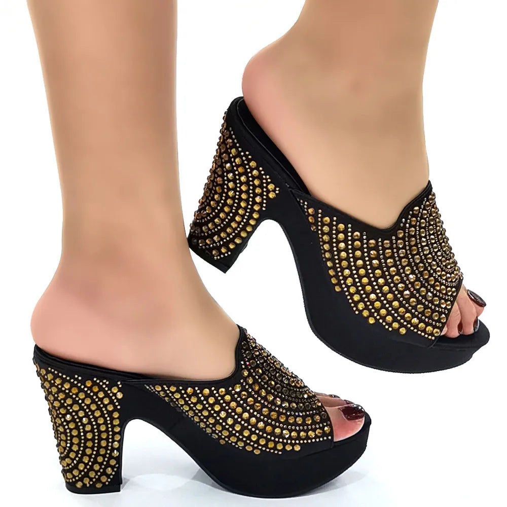 2023 Fashion Women Summer Autumn Skid-proof Square Toe Shoes  Heels Italian Woman Wedding for Party Shoes