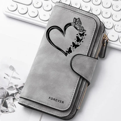 Heart-Shaped Animal Paw Butterfly Print Design Women Wallets Card Coin Wallet for Girls Purse ID Wallets Female Coin Purse Gift