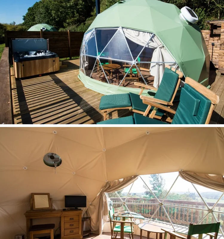 Hot Selling 6 People Living Glamping Resort Round House Igloo Prefab Dome Tents With Bathroom Cabin Factory Price
