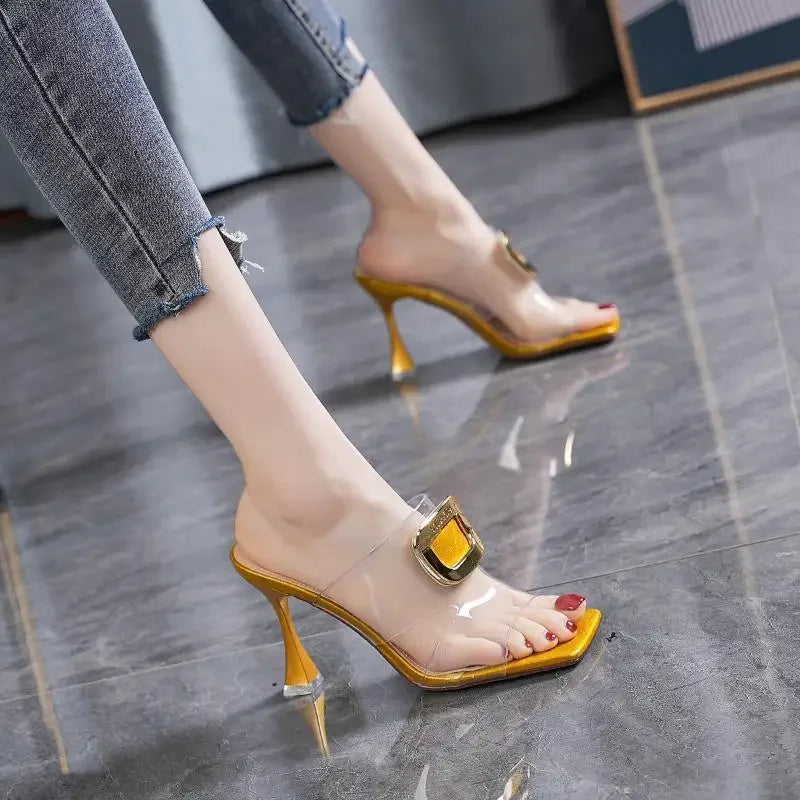 High Heels Slippers Women Pumps Shoes Dress 2024 New Summer Luxury Brand Sexy Party Designer Sandals Fashion Transparency Slides