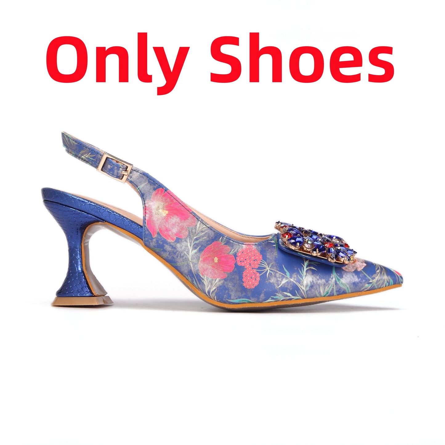 Newest Green Color Print Design High Heels Decorated with Water Rhinestone Party Women's Shoes and Bags Set