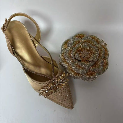 Insightlink Elegant Italian Design Pink Butterfly Shoes and Bag Set for Women - Perfect for Parties and Weddings