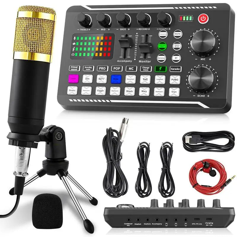 Condenser Microphone with Tripod Stand and Audio Mixer for Studio Recording Vocals, Voice Overs, Streaming Broadcast