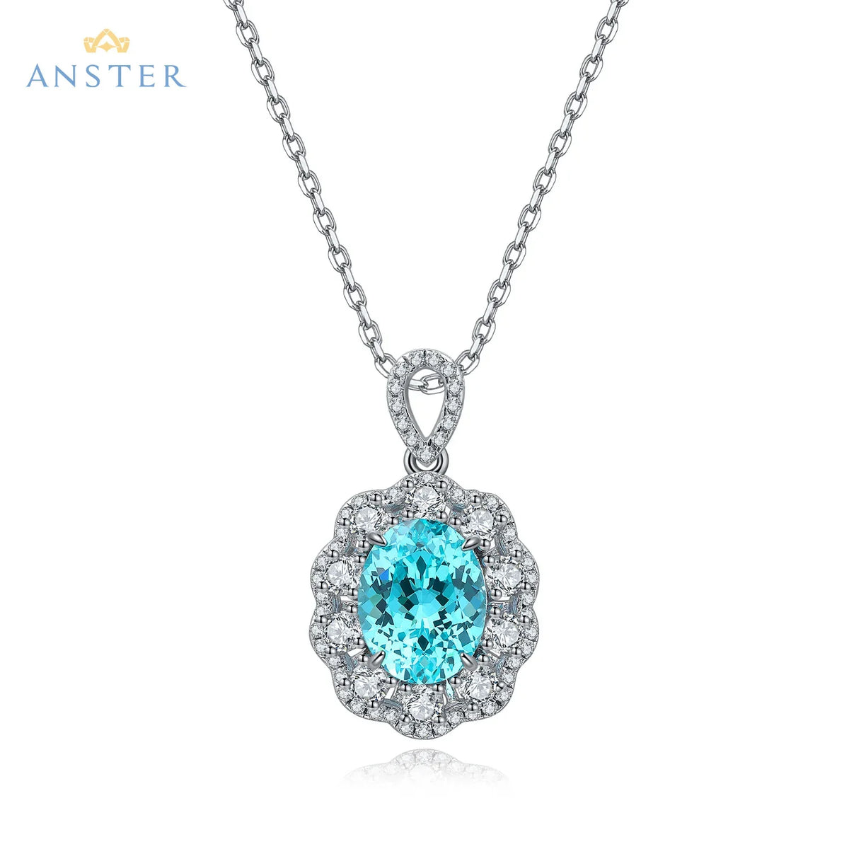 Women Diamonds Pendant Necklaces Charms 925 Silver Lab Paraiba Jewelry