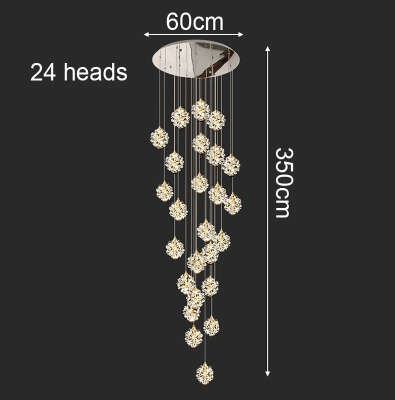 Modern Crystal stair chandelier lights indoor lighting Ceiling lamp hanging light led Chandeliers for living room indoor lightin