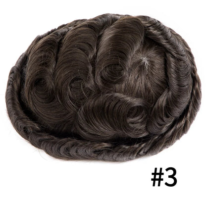 Full Lace Hair System Men Wig With Realistic Hairline Toupee For Men Breathable Male Hair Prosthesis 100% Human Hair Wig For Man