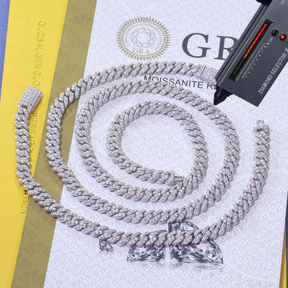 Nuoya 6MM Single Row Moissanite Cuban Necklace Luxury Hip Hop GRA Certified Cuban Chain for Men Women Fine Jewelry