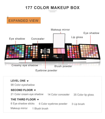 New Multi-function Makeup Kit Full Set Box For Women Waterproof Lips Blush Foundation Beginner Travel Portable Palette
