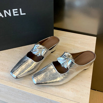 Women Heeled Sandals Slingback Mules Leather Shoes Summer Slippers 2026 Luxury Mary Jane Shoes Comfort Flip Flops Mujer Slides