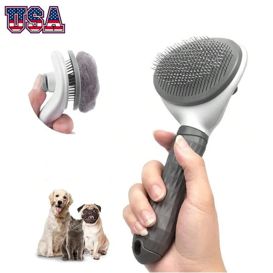 Pets Grooming Brush Self-Cleaning Dog &   Cat Hair Remover Deshedding Massage Comb