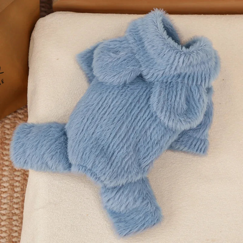 Warm Dog Clothes Winter Plush Hooded Clothing Jumpsuit Tracksuit For Small Medium Dogs Chihuahua York Puppy Overalls Bodysuit XS