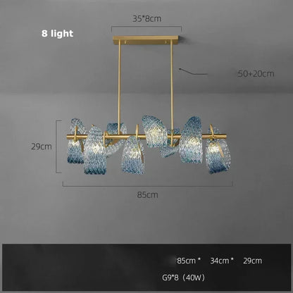 Modern Blue Glass Led Pendant Lamp Copper Designer Hanging Chandeliers for Living Room Bar Bedroom Suspension lustre Lights