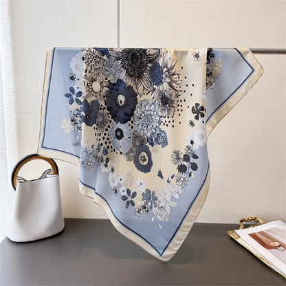70*70cm Zebra Stripes Print Head Scarf for Women Silk Square Scarves Foulard Bandana Fashion Decorate Hijab Female Neckerchief