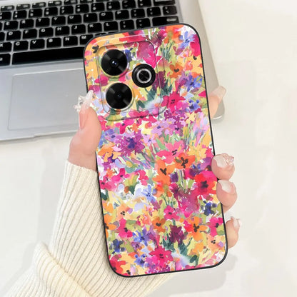 Casing For Redmi 13 Case 13 5G Cute Cat Fashion Luxury Flowers Silicone Shockproof Back Cover For Redmi 13 5G Phone Case Bumper