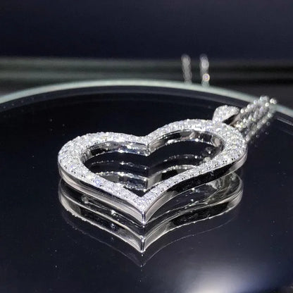 925 Sterling Silver Heart Shaped Pendant Necklace for Women Bling Bling Cubic Zirconia Love Necklace Wedding Party Jewelry Gift