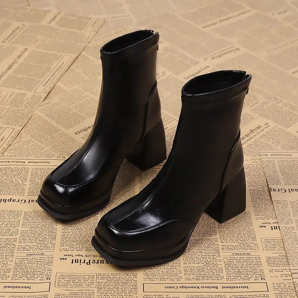 High Heels Women's Ankle Boots Designer Chunky Fashion Shoes 2025 New Winter Elegant Short Boots Dress Pumps Mujer Zapatillas