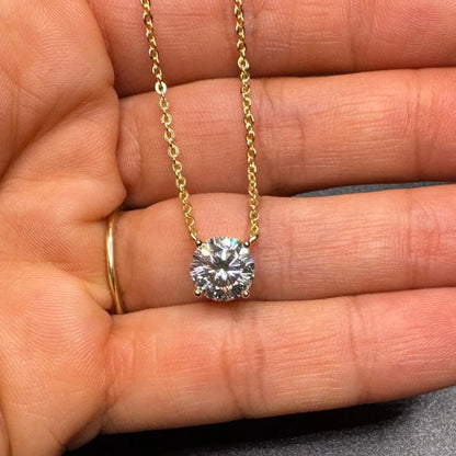 Rrjzz 0.5-5CT Moissanite Pendant Necklace for Women Solitaire D Color Round Cut Lab Imitation Diamond GRA Certified Necklaces