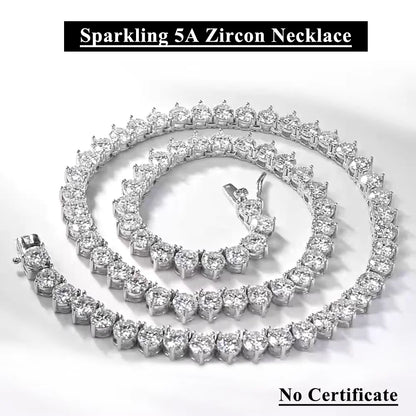 Serenity Three-claw D Color Moissanite Tennis Necklace For Women Man 100% S925 Sterling Silver Sparkling Lab Diamond Neck Chain