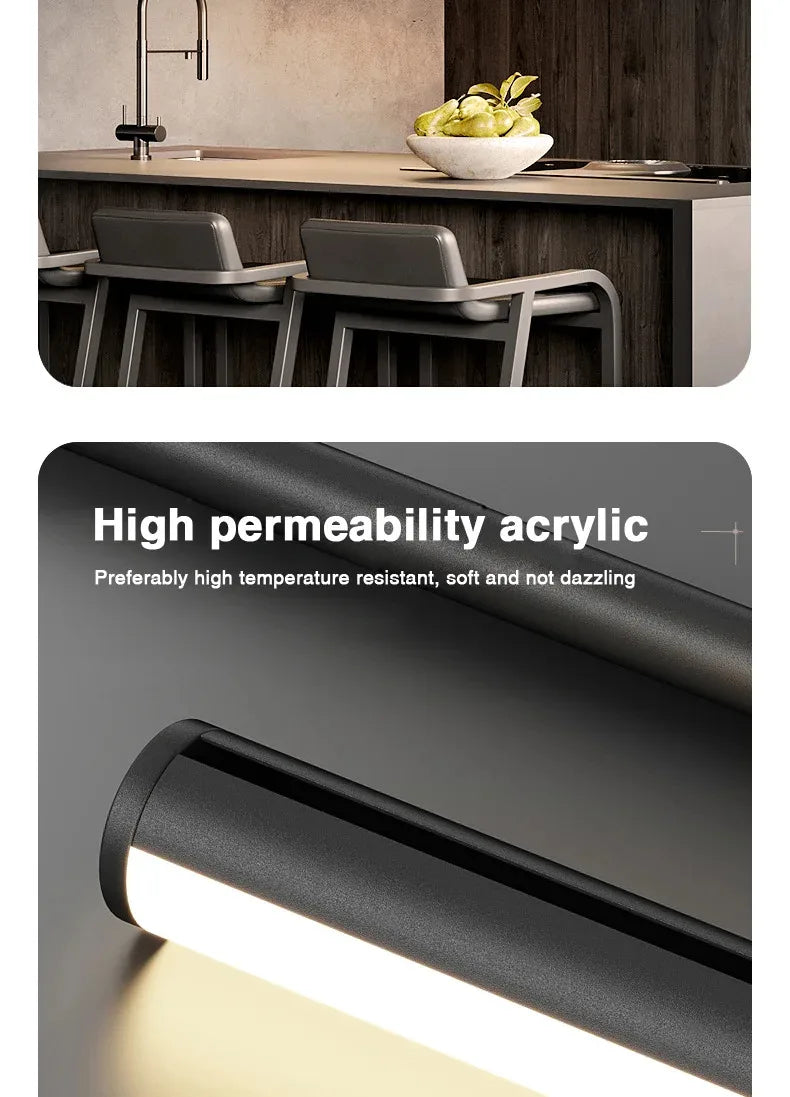 One-word Long Strip Led Restaurant Pendant Lights Nordic Simple Dining Table Bar Chandeliers Modern Home Indoor Lighting Lamps