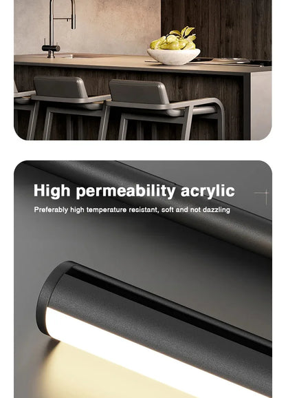 One-word Long Strip Led Restaurant Pendant Lights Nordic Simple Dining Table Bar Chandeliers Modern Home Indoor Lighting Lamps