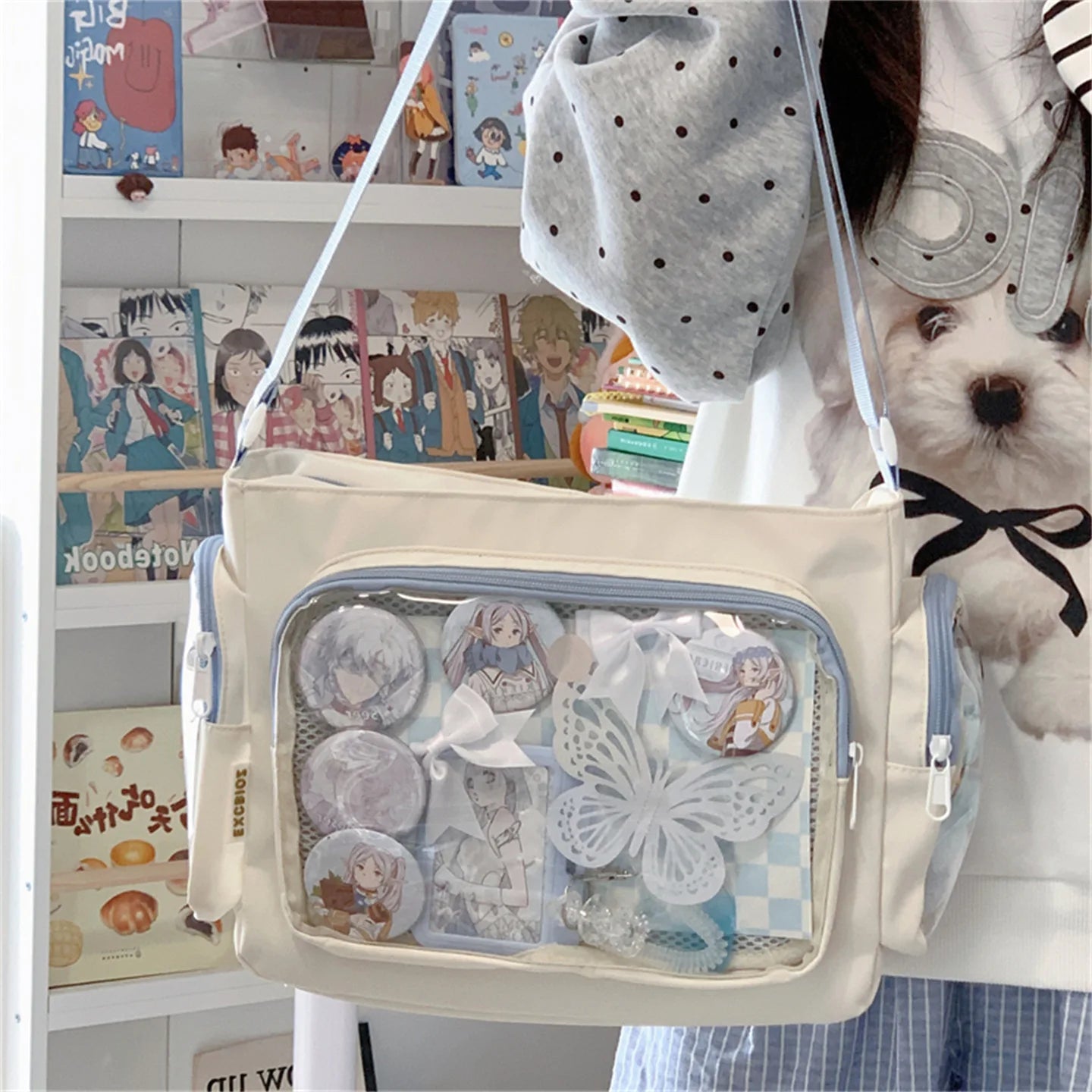 Trendy Transparent Simple Crossbody Bag for Girls Large Capacity School Shoulder Bag Comfortable and Versatile Texture Ita Bag