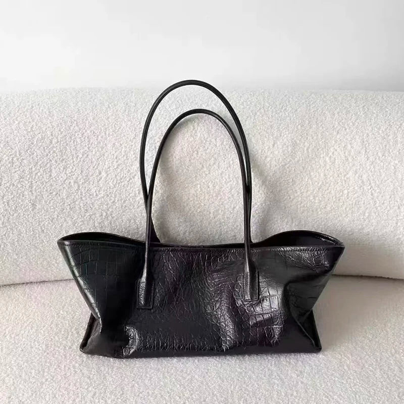 Luxury Vintage Crocodile-embossed Tote,women's Large-capacity Shoulder Handheld Bag,stylish Minimalist Casual Commuter Tote Bags