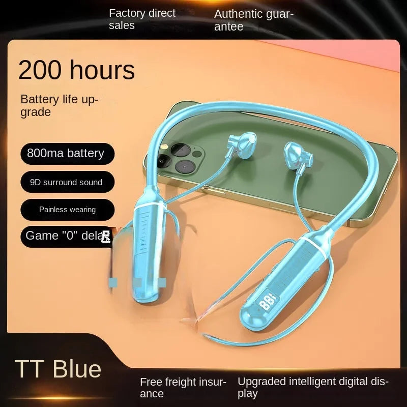200H Music Time TWS Magnetic Wireless Headphone Neckband Bluetooth 5.2 Earphone headset Sport Waterproof Earbud MP3 player w MiC