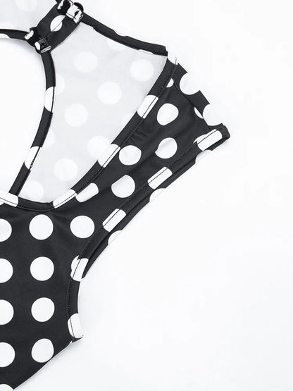 Yomesugar 2026 Summer Women's Polka Dot Printed Backless Jumpsuits Sexy Square Collar Sleeveless Skinny Rompers Party Clubwear