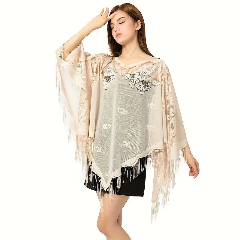 New Embroidery Lace Scarf Shawl Floral Triangular Veil Shawl For Women Party Scarf Wedding Poncho Stoles Ladies Headband Wraps
