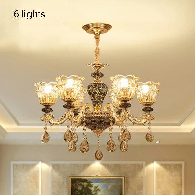 Luxury Lamp Dining Room Bedroom Decoration French Retro Chandelier Lighting Crystal Fixtures Chandelier Living Room Grand