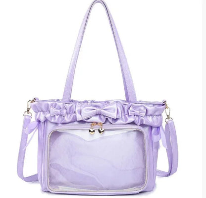 DIY Anime Badge Crossbody Shoulder Bag Subculture Ruched JK Uniform Bolso Mujer Сумки 2026 Lolita Women Ita Bags PU Clear Window