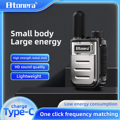 BTONERRA BT230  Mini Walkie Talkie TYPE-C Rechargeable  Handheld  1-3km Radio Transceiver Interphone Child Christmas Toys Gifts