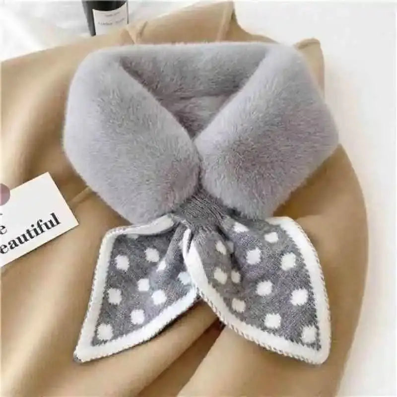 2025 New Dot Scarf, Warm Fleece Neck Cover, Autumn/Winter Korean Style Versatile Anti-Frost Fashion Women's Scarf