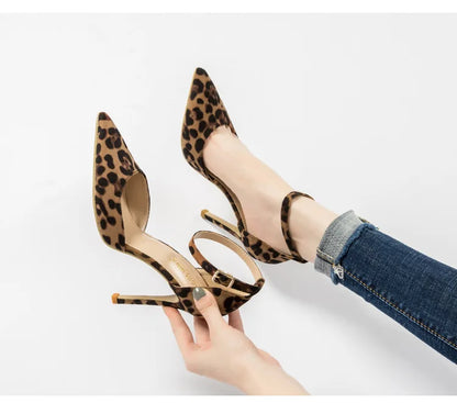 Autumn Sexy Leopard Women Sandals Office Pumps 6cm 8cm 10cm Elegant Office  High Heels Women Pointed Toe Luxury Female Shoes