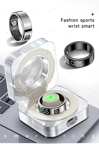 2026 R12 Smart Ring with Display Screen and Touch, Wireless Charging, Health Manager 5ATM Waterproof For Men Women Smartring New