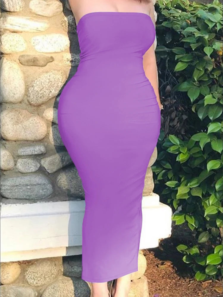 Summer Women's Sexy Sleeveless Chest Wrapped Long Beach Dress
