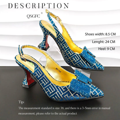 QSGFC Italian Design Shoes and Bag Set Office Ladies Style Diamond Decoration Classic Women High Heel Shoes and Bag