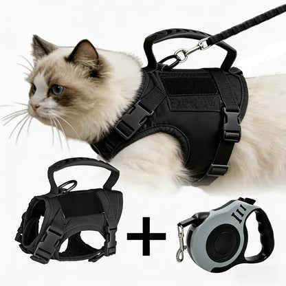 Escape Proof Cat Harness with Retractable Leash Set Adjustable Vest Harness with Handle for Outdoor Walking for Kitten Small Dog
