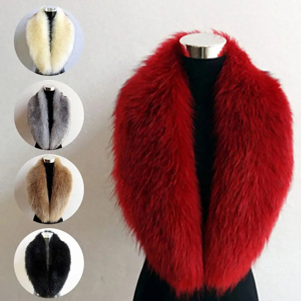 Hood Fur Scarf Imitation Fur Shawl Fake Collar Wrap Winter Scarf Large Winter Fur Collar Thick Neck Warmer Scarf Woman Luxury