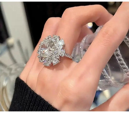 So-Bling 925 Sterling Silver Rings 5ct Moissanite Ring with Gra Certificate for Women's Elegant Fine Gift Party Jewelry