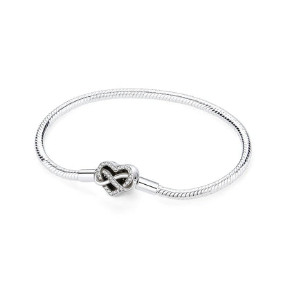 Original 925 Sterling Silver Bracelets Bangles Love Heart Clip Charms Beads Snake Chains For Women Rose Gold DIY Luxury Jewelry