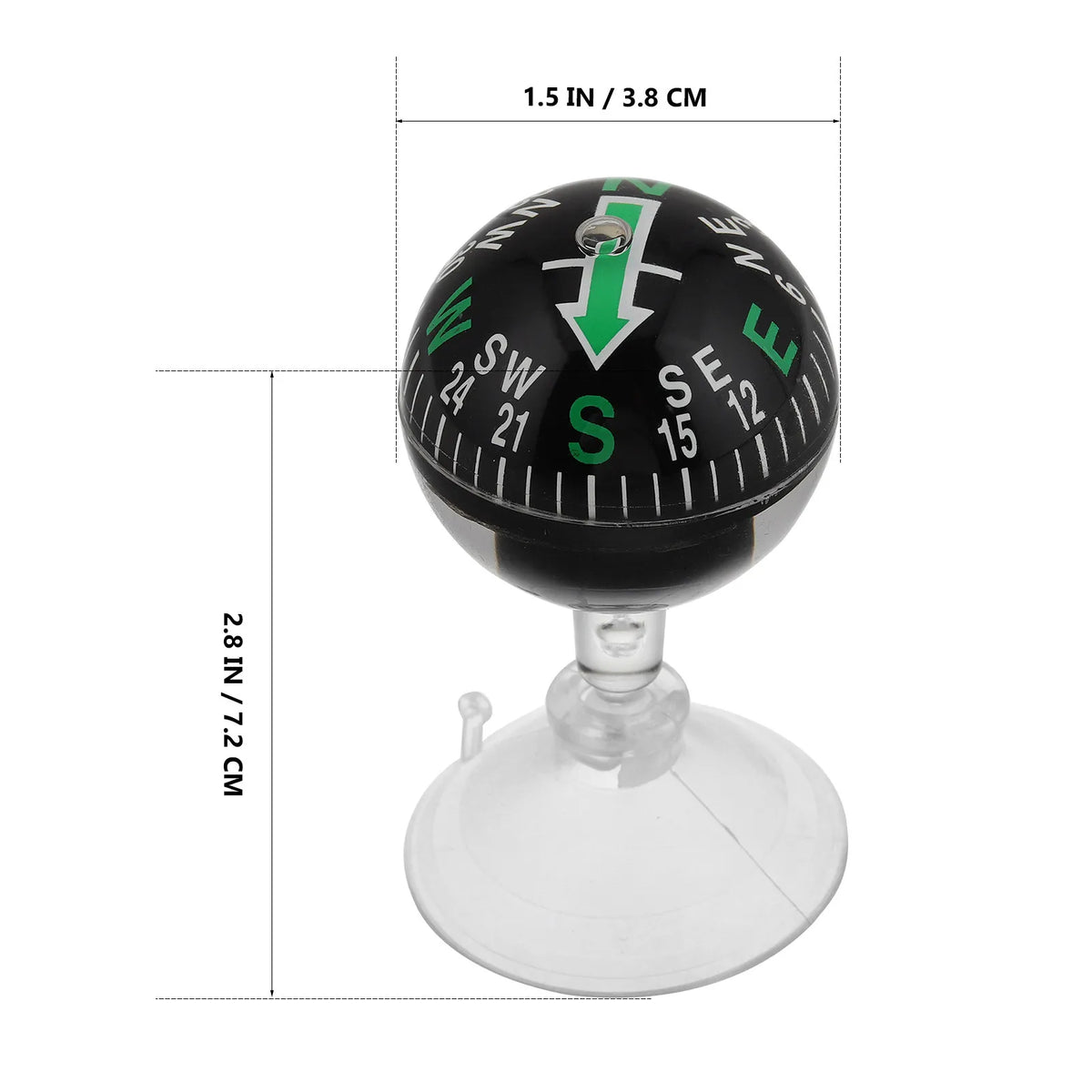 38Mm Compact Plastic Compass for Car Dashboard Mount Suction Cup Navigation Tool for Automotive Marine Outdoor Travel Dash