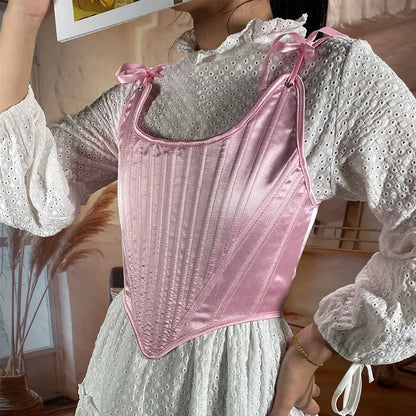 Lolita Tanks Corset Sexy Slimming Bandage Shapewear Women Evening Party Elegant Retro Bustier Top Streetwear Woman Clothes