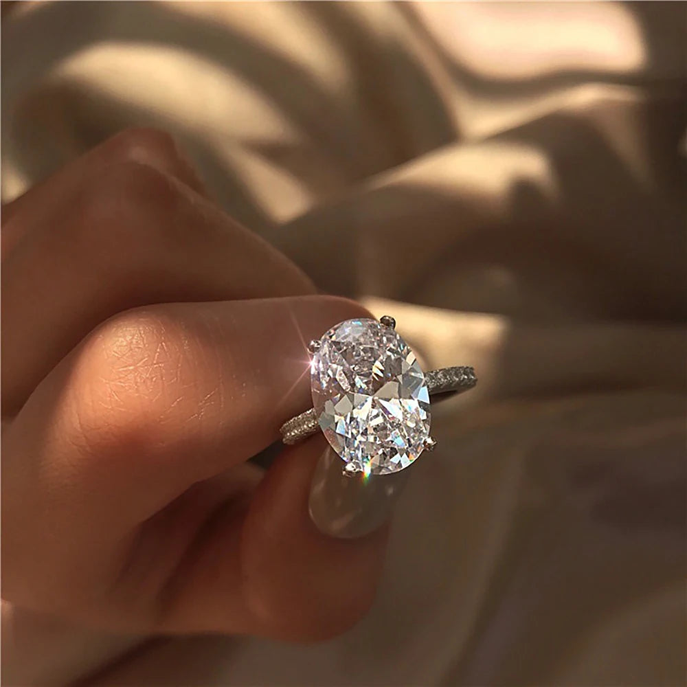 Oval Cut Full Moissanite Engagement Ring for Women  S925 Silver1/2/3/4Carat Hidden Halo Diamond Wedding Rings with Certificates
