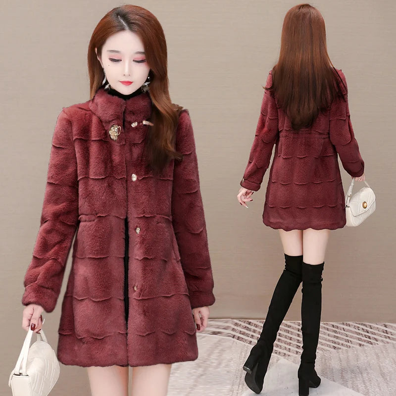 2025 New Women Winter Thick Loose Warm Outwear Plush Hooded Jacket Female Women Mink Velvet Luxury Natural Real Mink Fur Coats