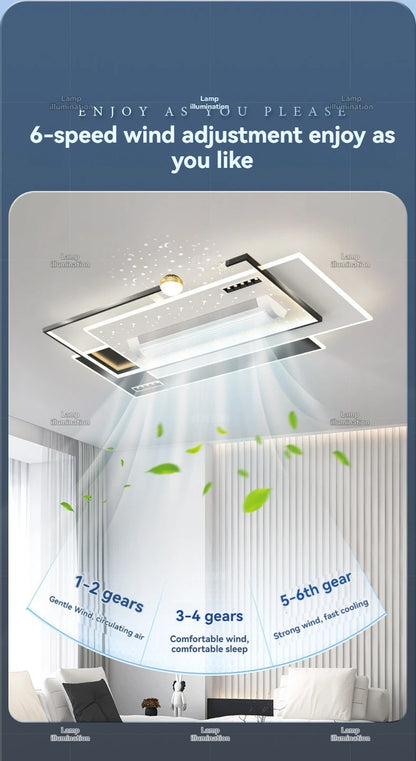 LED Bladeless Fan Light, Living Room Light, Modern Minimalist Smart Remote Control, Master Bedroom Study Ceiling Light 110V/220V