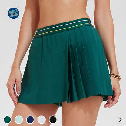 WESTSHAN EU US Size Women A-Line High-Waisted Safty Shorts Pleated Skirt Pickball Tennis Jogger Badminton Golf Sports Skirt